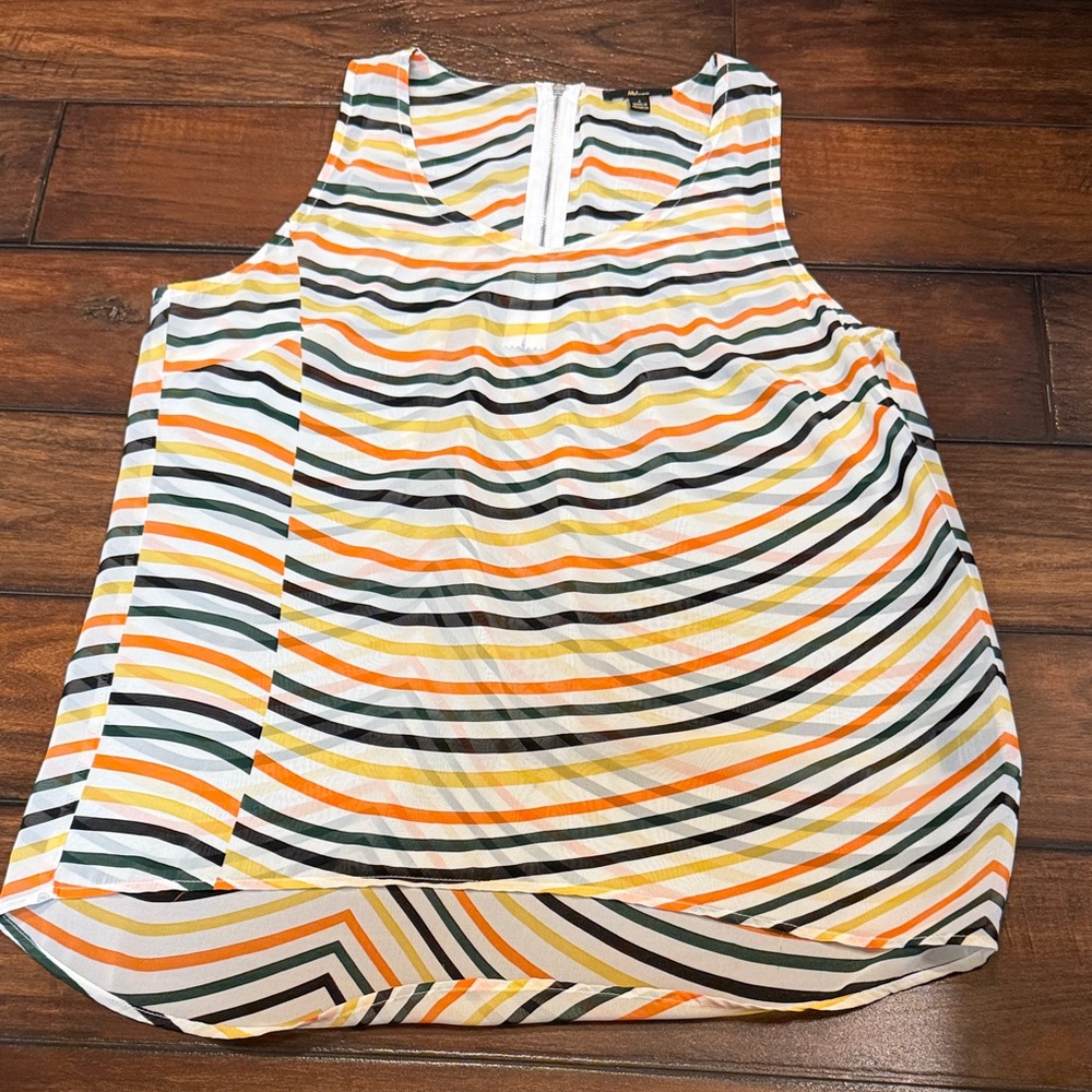 Striped sheer Sleeveless Top